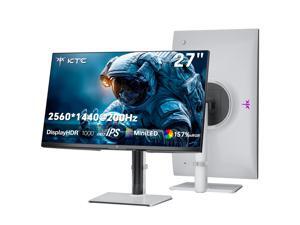 KTC M27T6S 27 Inch Gaming Monitor, 1440P Mini LED Monitor 200Hz(OC 210Hz), 157%sRGB, HDR 1000, 1ms MPRT, Adaptive Sync, HDMI DP Port, Tilt Swivel Pivot Height Adjustment, VESA Mount Vertical Monitors