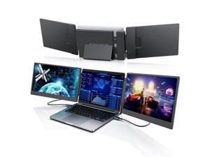 14" Triple Laptop Screen Extender, FHD 1080P IPS Portable Monitor for Laptop, Triple Screen Monitor Extender Compatible with 13"-17" Laptops, HDMI/USB-A/C Plug-Play for Mac/Windows/Android/Dex