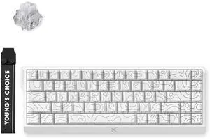 MCHOSE ACE 68 60% Mechanical Gaming Keyboard Wired Rapid Trigger Hall Effect Keyboard Magnetic Switch Hyper-Fast 8000Hz Adjustable Actuation, Hot Swap, RGB PC MAC Laptop (White Topographic/Ice Rhino)