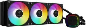 GAMDIAS Aura GLV2 360mm AIO Liquid CPU Cooler, Rotatable Performance 10-Pole Pump, 3 x 120mm Daisy-chained Hidden Cable Fans, Low-Noise PWM & ARGB Sync Ready, Intel LGA 1851/1700; AMD AM5/AM4
