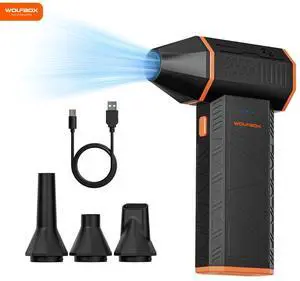 WOLFBOX MF50 Cordless Air Duster - 110000 RPM High-Speed, 3-Speed Adjustable, Rechargeable Battery & Ultra-Portable Design for Electronics, Cars, Home, Outdoor & Keyboard Cleaning