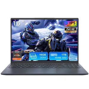 Auusda EXSURF 16" Business Laptop, AMD Ryzen 5 7430U, 16GB Dual Channel RAM, 1TB SSD, Windows 11 Pro, 1200P FHD IPS, WiFi 6, Privacy Camera, Backlight, Fingerprint, Full Type-C, Gray