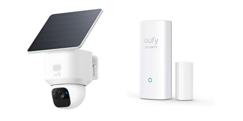 eufy Security Entry Sensor with SoloCam E30, Solar Powered, 360° Pan, AI Tracking, 2K Clarity, Security Cameras Wireless Outdoor, Camera, Outdoor Camera, HomeBase S380 Compatible, No Monthly Fee