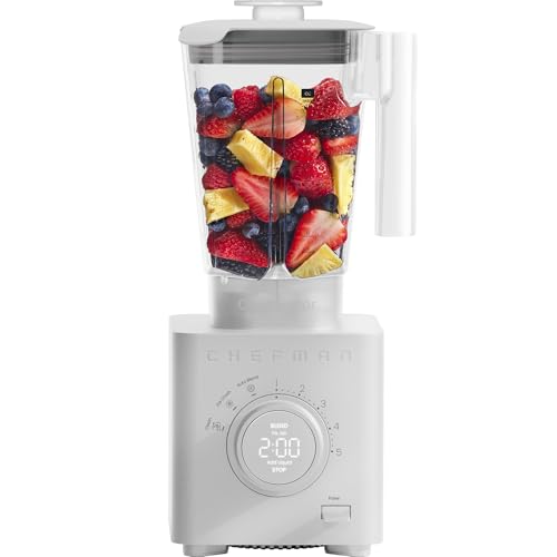 Chefman Obliterator 48 oz Countertop Blender for Smoothies, 1380W Motor to Crush Ice, Nuts, and Frozen Fruit with Stainless Steel Blade, Auto Blend Function, Includes Tamper and Scraper