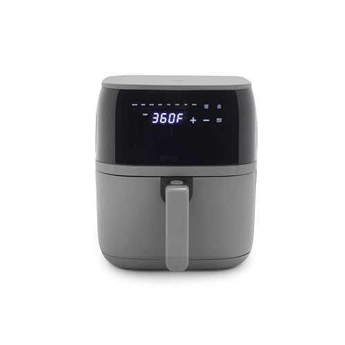 GreenLife Compact Electric Air Fryer Oven, 5.3 QT, PFAS-Free Ceramic Nonstick Drawer, 8 One Touch Digital Display, Easy View Window, Auto Shut-Off Timer, Dishwasher Safe Parts, 1500 Watts, Graphite