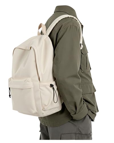 BJLFS White School Backpack for Girls Women, Waterproof High School Book Bag Cute Backpack for Men Teens Boys, Lightweight Mini Classic Basic College Backpack Middle School Back Pack Daypack