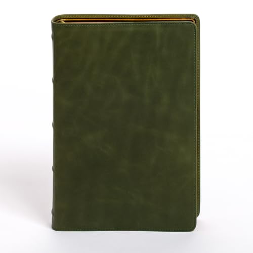 KJV Giant Print Bible, Holman Handcrafted Collection, Marbled Olive Premium Calfskin, Red Letter, Presentation Page, Sewn Binding, Full-Color Maps, Easy-to-Read Bible MCM Type