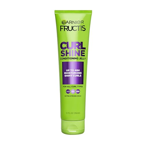 Garnier Fructis Curl Shine Conditioning Hair Gel, Frizz Control for Curly, Wavy, and Coily Hair, Extra Strong Hold for Up to 48 HRs of Bouncy, Moisturized Curls, 5.1 Fl Oz (Packaging May Vary)