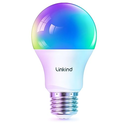 Linkind Smart Light Bulbs, Smart Bulbs Work with Alexa, Google Home, AiDot, LED Color Changing Light Bulbs & Tunable White, DIY Light Show, Dotis AI, 2.4GHz Wi-Fi Bluetooth, A19 E26 60W 800LM 1 Pack