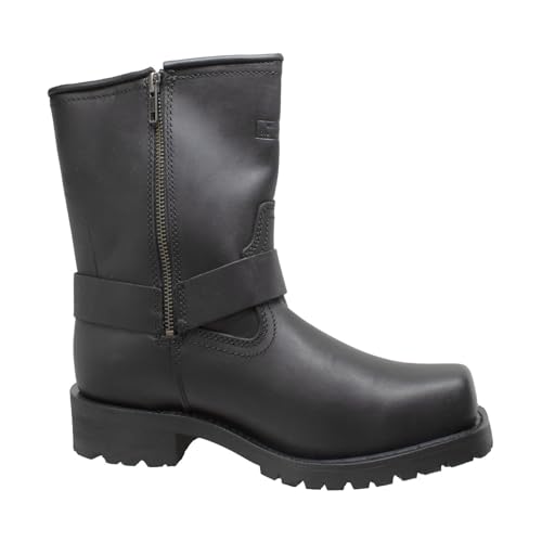 RIDETECS Men's 7" Harness Motorcycle Boot Black, Heavy-Duty Full-Grain Oiled Leather, Side Zipper, Goodyear Welt Construction, Oil-Resistant Slip-Resistant Outsole, Square Soft Toe Riding Boot 8.5 M