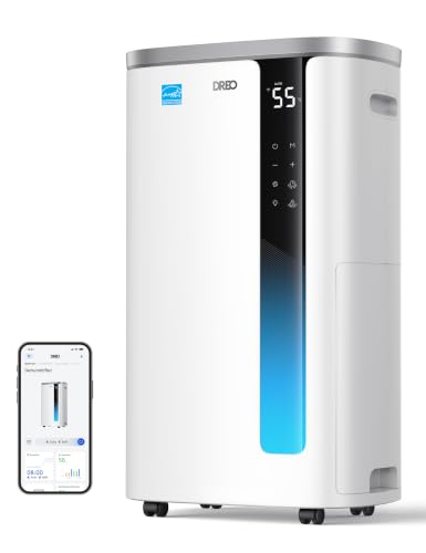 DREO Energy Star 2025 Smart Dehumidifier for Basement, 7L(1.85 Gal) Large Water Tank, Quiet 41dB, Home & Large Room up to 2000 Sq Ft, Drain Hose Included, Auto Humidity Control, 3 Fan Speeds, Timer
