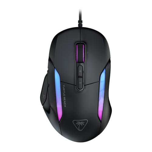 Turtle Beach Kone II Wired RGB Gaming Mouse, 26000 DPI Optical Sensor, 100M Click Life Optical Switches, 23 Customizable Inputs, Ergonomic Design, 4D Scroll Wheel, Pure PTFE Glides - Ash Black