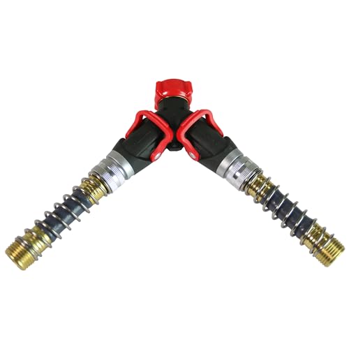 Chapin 6-9482: Deluxe 2-Way Shutoff Hose Connection with Kink-Free Extensions, Fits Standard Garden Hoses, Metal and Plastic Construction with Shut-Off Valves, Leak-Free, Dual Water Flow