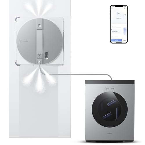 ECOVACS WINBOT W3 Omni Robot Window Cleaner with Auto-Clean & Multi-Functional Station, Win-SLAM 5.0 Smart Navigation, Intelligent Cleaning with Triple Spray System, 12-Level Protection