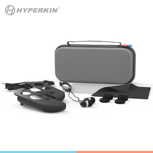 Hyperkin Travel Kit Accessories Bundle with EVA Hard Carrying Case for Nintendo Switch 2, Joy-Con 2 Silicone Covers, USB-C Charging Cable, Earbuds, Thumb Grips, Tempered Glass Screen Protector & Cleaning Cloth