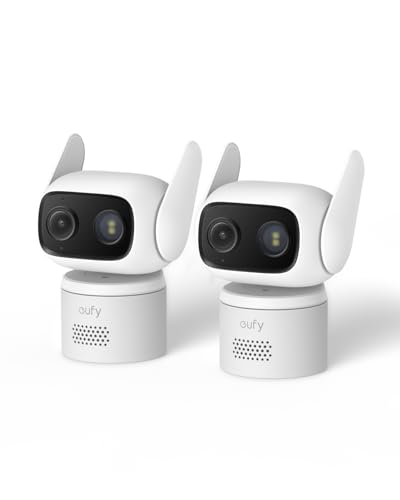 eufy Security Indoor/Outdoor Camera C31(2-Pack), IP66, Spotlight-Free Color Night Vision, 360° Coverage Pan &Tilt, AutoTracking, AI Human/Vehicle/Pet/Cry Detection, 24/7 Recording, No Subscription