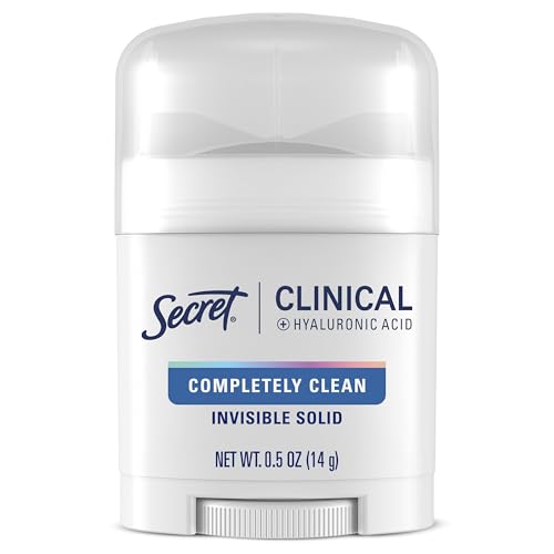 Secret Clinical Strength 100HR Sweat & Odor, Invisible Solid Antiperspirant & Deodorant for Women, 3X Stress Protection with Hyaluronic Acid, PH Balanced, Completely Clean Scent, 0.5 oz