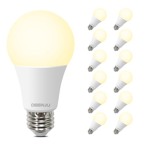 DEGNJU Light Bulbs,100 Watt LED Light Bulb Equivalent, 1500LM, Soft White 2700K Bulb with E26 Base, 13W Bright LED Bulb, 15000H, Non-Dimmable, White E26 Bulbs for Rooms, 12 Pack