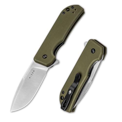 Kizer Nice Guy Pocket Folding Knife, 2.84” D2 Steel Blade knives, G10 Handle Small EDC Knife, Liner Lock Flipper Knife for Men Women, Sharp Camping Hiking Hunting Survival Knife V3011M2