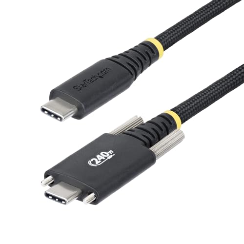 StarTech.com 10ft (3m) USB-C Charging Cable, Durable and Ultra-Flexible, Side Screw Locking, 240W (5A) PD EPR, USB 2.0 Laptop Charger Cable, USB-IF Certified, Rugged USB-C Charging Cord