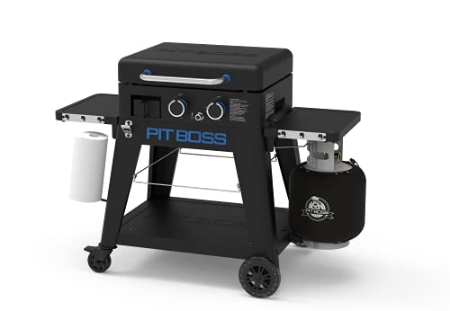 Pit Boss 2-Burner Propane Gas Non-Stick Ceramic Coated Rust-Resistant Portable Lift-Off and Stationary Griddle Grill with Hard Cover, 421-Sq. In. (23" L x 18" W) Cooking Space, 26,000 BTU, Black