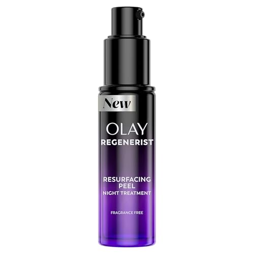 Olay Regenerist Chemical Peel for Face, Overnight Face Peel Mask, Anti-Aging Skin Care, Night Serum, For Fine Lines & Dark Spots, Fragrance-Free, Hexa-Repair Peptide & Lactic Acid, 1.0oz