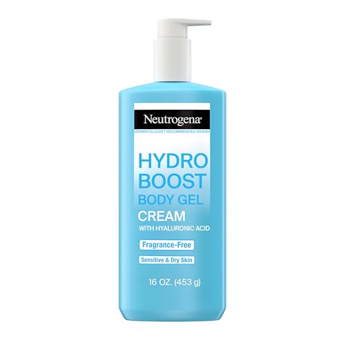 Neutrogena Hydro Boost Body Moisturizing Gel Cream with Hyaluronic Acid, Non-Greasy & Fast Absorbing, Lightweight Hydrating Body Lotion for Normal to Dry Skin, Fragrance-Free, 16 oz