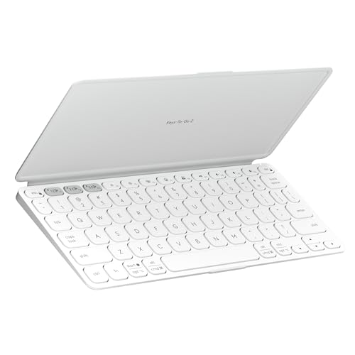 Logitech Keys-to-Go 2 Portable Bluetooth Keyboard for Tablet with Built-in Cover, Slim and Compact Wireless Keyboard for Windows, Android, Linux, iPad, iPhone, Mac, Apple TV - Pale Grey