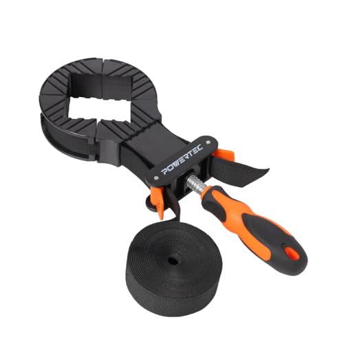 POWERTEC Strap Clamps for Woodworking – Quick Release Band Clamps with Ergonomic Handle, Adjustable Picture Frame Clamp, 13 ft Strap Belt Clamps for Cabinets and Drawers (71101)