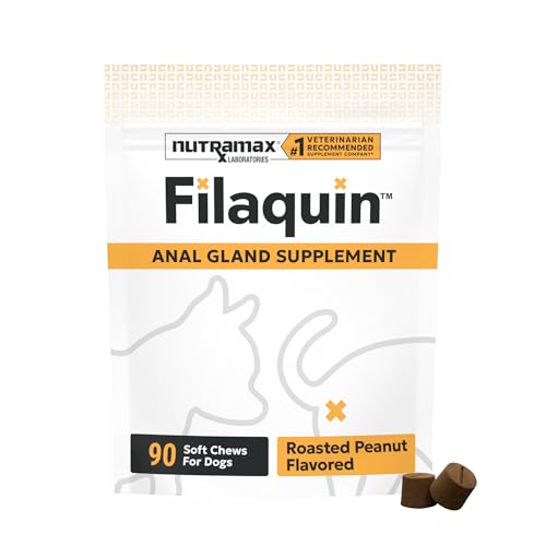 Nutramax Filaquin Anal Gland Supplement for Dogs, from The Same Company as Cosequin & Proviable, with Pre & Postbiotics and Psyllium Husk Fiber to Support Anal Gland Health, 90 Count Soft Chews
