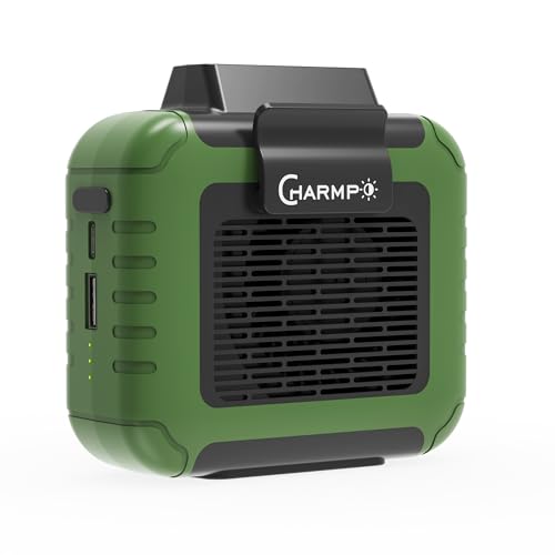 CHARMPㅤ Portable Waist Fan - 6000mAh Battery, 3 Speeds, Strong Airflow, Up to 16 Hours Working Time, Portable Hands-Free Cooling Belt Clip Fan for Construction Workers, Couriers, and Campers