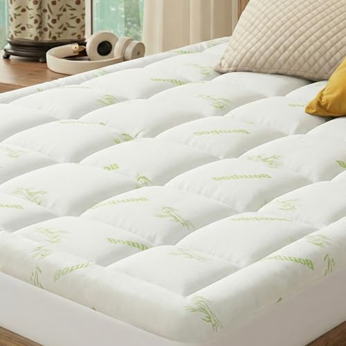 Sweetcrispy Ultra Soft Mattress Topper Twin Size - Viscose Made from Bamboo Pillow Top Mattress Pad for Breathable Cooling & Back Pain Relief, Deep Pocket Comfort Bed Topper, Green