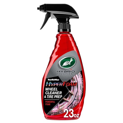 Turtle Wax Hybrid Solutions Hyper Foam Wheel and Tire Cleaner, High-Foaming Formula, Removes Dirt, Iron & Brake Dust, Perfect Prep for Tire Shine, Safe for All Wheels, 23 oz (Pack of 1)
