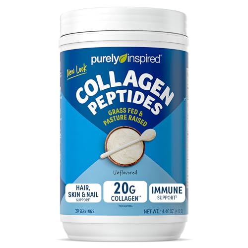 Purely Inspired Collagen Powder, Unflavored (20 Servings) - 20g Hydrolyzed Collagen Peptides Protein Powder for Women & Men - Grass-Fed & Pasture Raised Supports Hair, Nail, Skin, Bone & Joint Health