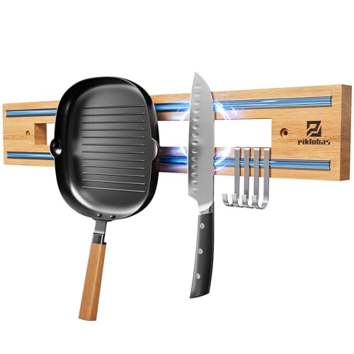 Magnetic Knife Holder for Wall, Magnet Knife Storage Strip Wooden 16.5 Inch, Use as Knife Bar, Knife Rack, Kitchen Utensil Organizers Tool, Wall Mount, Housewarming, Party, Gift