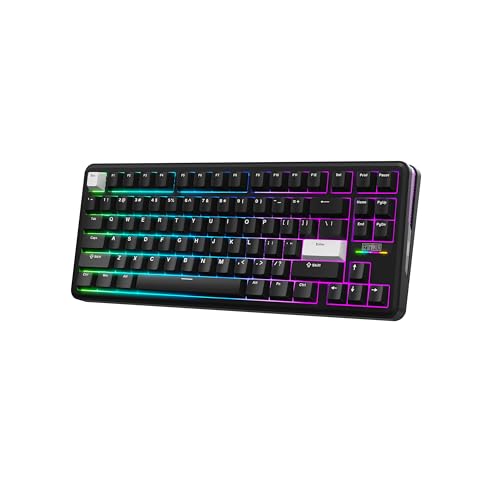 EPOMAKER TH85 QMK/VIA Wireless Gaming Keyboard, BT5.0/2.4GHz/USB-C, Hot Swappable Pre-lubed Custom Creamy Jade Linear Switches, Gasket Creamy Keyboard for PC/Mac/Office/Gaming (Black)