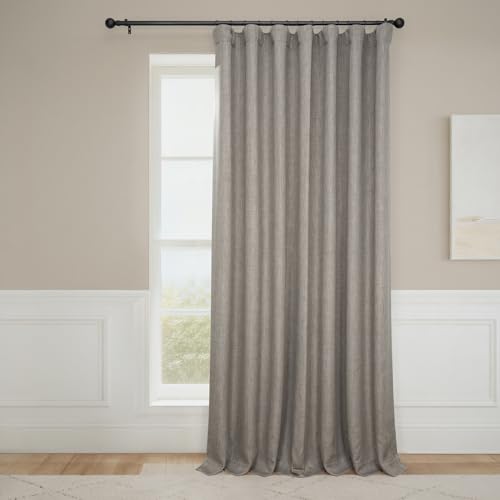 HPD Half Price Drapes - Faux Linen Curtains for Living Room (1 Panel) - 100W X 96L - Extra Wide Textured Room Darkening Curtains for Bedroom 96 Inches Long - Drapes for Home Decor, Mink