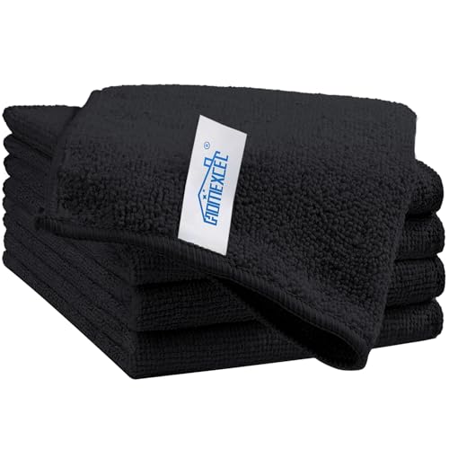 HOMEXCEL Black Cleaning Rags 5 Pack, Highly Absorbent Microfiber Cleaning Cloth for Kitchen, Lint Free, Scratch-Free, Reusable Microfiber Towels for House, Window and Glass, Cars, 11.5 X11.5 inch
