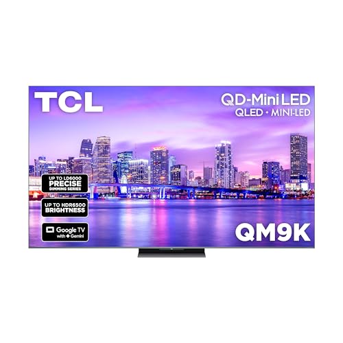 TCL 65 Inch Class QM9K Series | Mini LED QLED 4K | 65QM9K, Latest Model | 144HZ Peak Brightness & Contrast Dolby Vision | Up to LD6K Precise Dimming | AI Smart Google TV | Dolby Atmos Bang & Olufsen