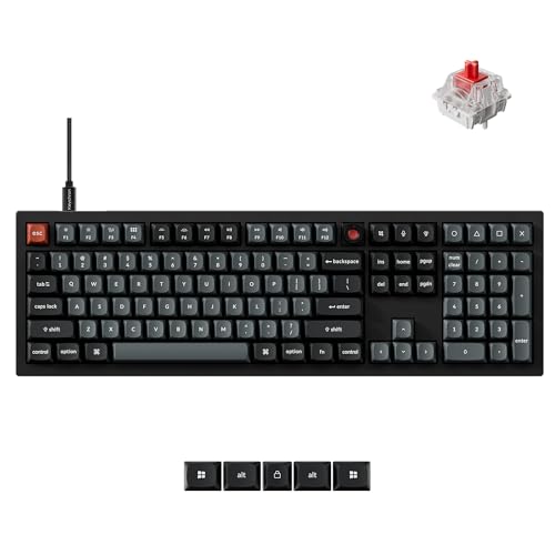 Keychron V6 8K Full Size Wired Mechanical Keyboard with Programmable Knob, 8000 Hz Polling Rate, OSA PBT Keycaps, Hot-swappable Super Red Switchs, RGB Backlit for Mac Windows Linux