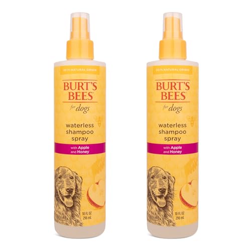 BURT'S BEES FOR PETS Waterless Shampoo Spray for Dogs, Apple & Honey, No-Rinse Dry Dog Shampoo for All Dogs and Puppies, pH Balanced, No Sulfates, Parabens, Phthalates, 10 Fl Oz - 2 Pack