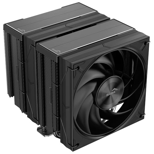 SAMA A60B Dual Tower CPU Air Cooler, 6 Heat Pipes, 2×120mm Guide Ring Fans, 265W TDP Cooling, Quiet 29dBA Operation, Premium Metal Finish, Intel LGA 115X/1200/1700/1851 & AMD AM4/AM5 Compatible
