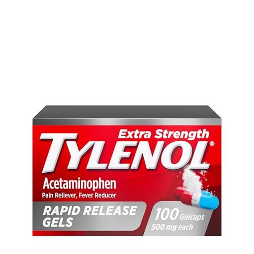 Tylenol Extra Strength Acetaminophen Rapid Release Gels, Fast, Strong Pain Relief, Fever Reducer, 500 mg Gelcaps with Laser‑Drilled Holes for Fast Release, OTC Medicine, 100 Count
