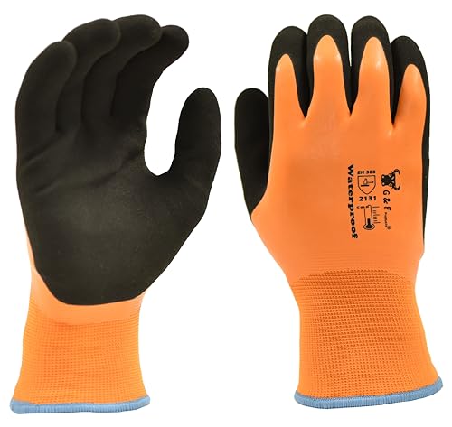 G & F Products Waterproof Winter Gloves – Insulated Cold Weather Work Gloves with HPT Palm Coating, Windproof & Abrasion-Resistant for Snow Shoveling, Construction, and Outdoor Activities, Large