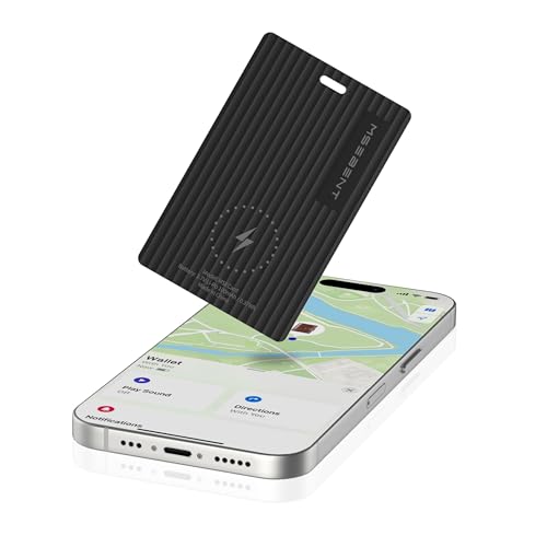 MSEBENT Wallet Tracker Card, Apple MFi Certified, Works with Apple Find My (iOS Only), Rechargeable Wireless Charging Slim Bluetooth Smart Tracking Card, Item Finder for Key, Passport, Luggage, Bag