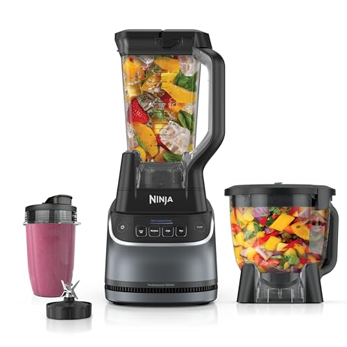 Ninja UltraCrush Professional Kitchen System | 1500W, 72oz Full-Size Blender, 8-Cup Food Processor & 18 oz To-Go Cup | Total Crushing Technology, Smoothies, Ice Crush, Chopping & More | Silver | BP401