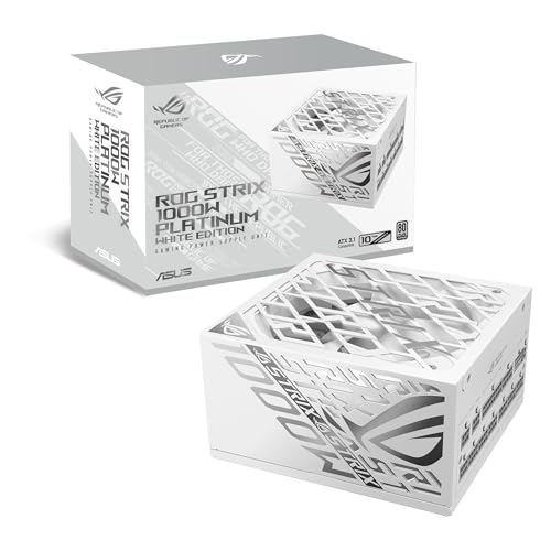 ASUS ROG Strix 1000W Platinum White Edition (Fully Modular Power Supply, 80 Plus Platinum Certified, ATX 3.1, GaN MOSFET, “GPU-First” Patented-Intelligent Voltage Stabilizer, 10-Year Warranty)