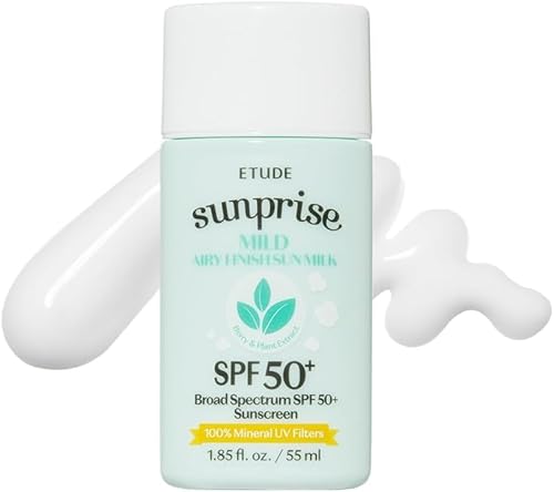ETUDE Sunprise Sunscreen Mild Sun Milk SPF 50+ / PA++++ (55ml) | Sebum-free, Non-Sticky, Long Lasting Protection, 100% Mineral Korean Sunscreen for sensitive skin | perfect for Coachella Essentials