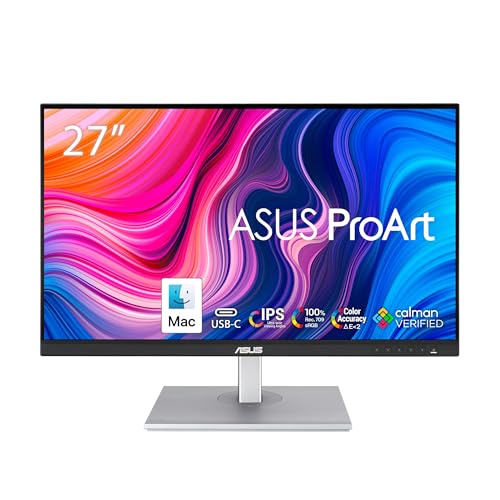 ASUS ProArt Display 27" Monitor PA278CV - WQHD (2560 x 1440), IPS, 100% sRGB, 100% Rec. 709, ΔE < 2, Calman Verified, USB Hub, USB-C, DisplayPort Daisy-Chaining, HDMI, Eye Care, Height Adjustable