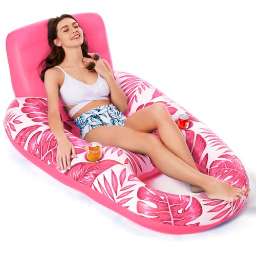Jasonwell Inflatable Pool Float Adult - Pool Floaties Lounger Floats Raft Floating Chair Water Floaties for Swimming Pool Lake Lounge Float with Cup Holders Beach Pool Party Toys for Adults